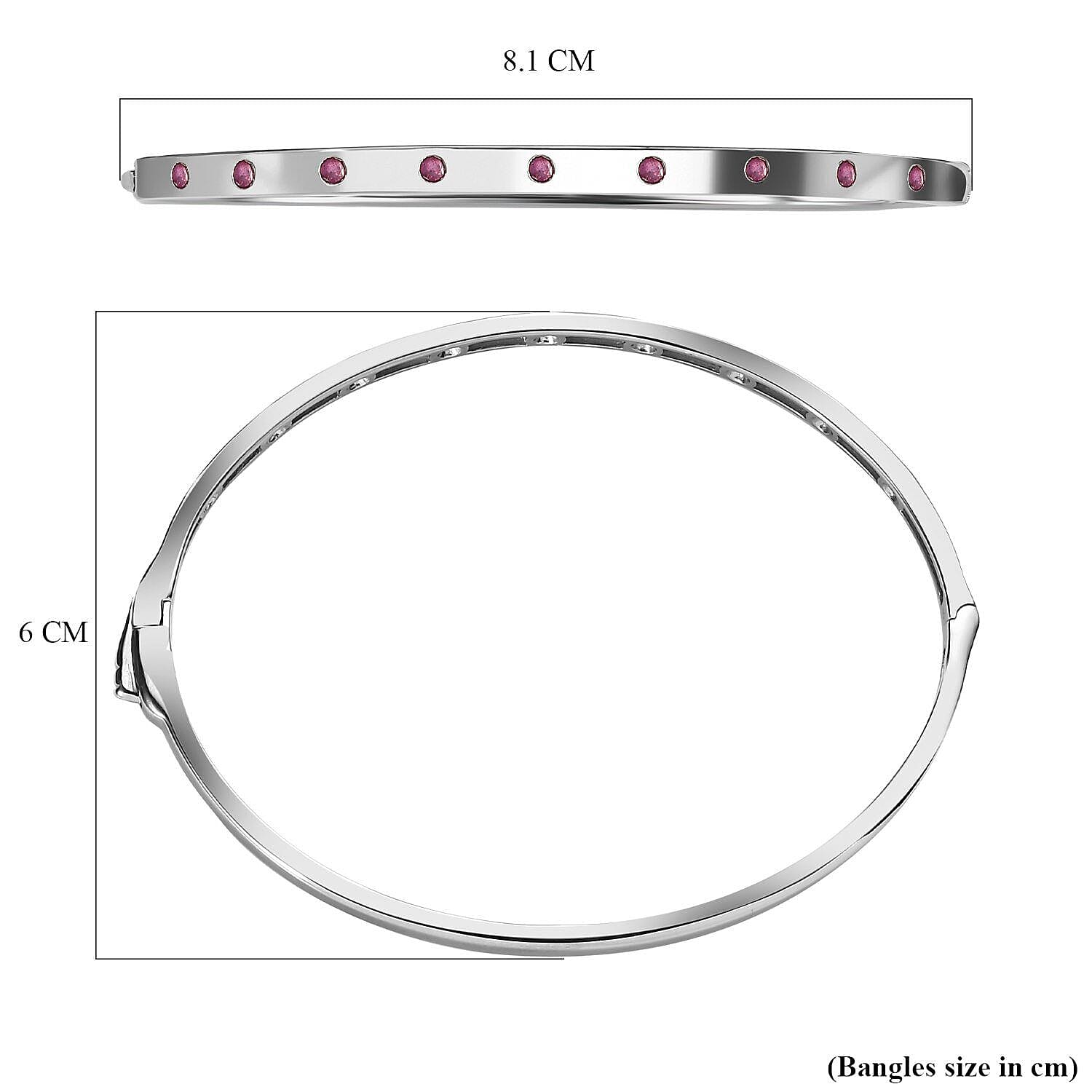 Close Out Deal- Premium African Ruby Bangle (Size - 7.5) in Silver Tone 7485018 5