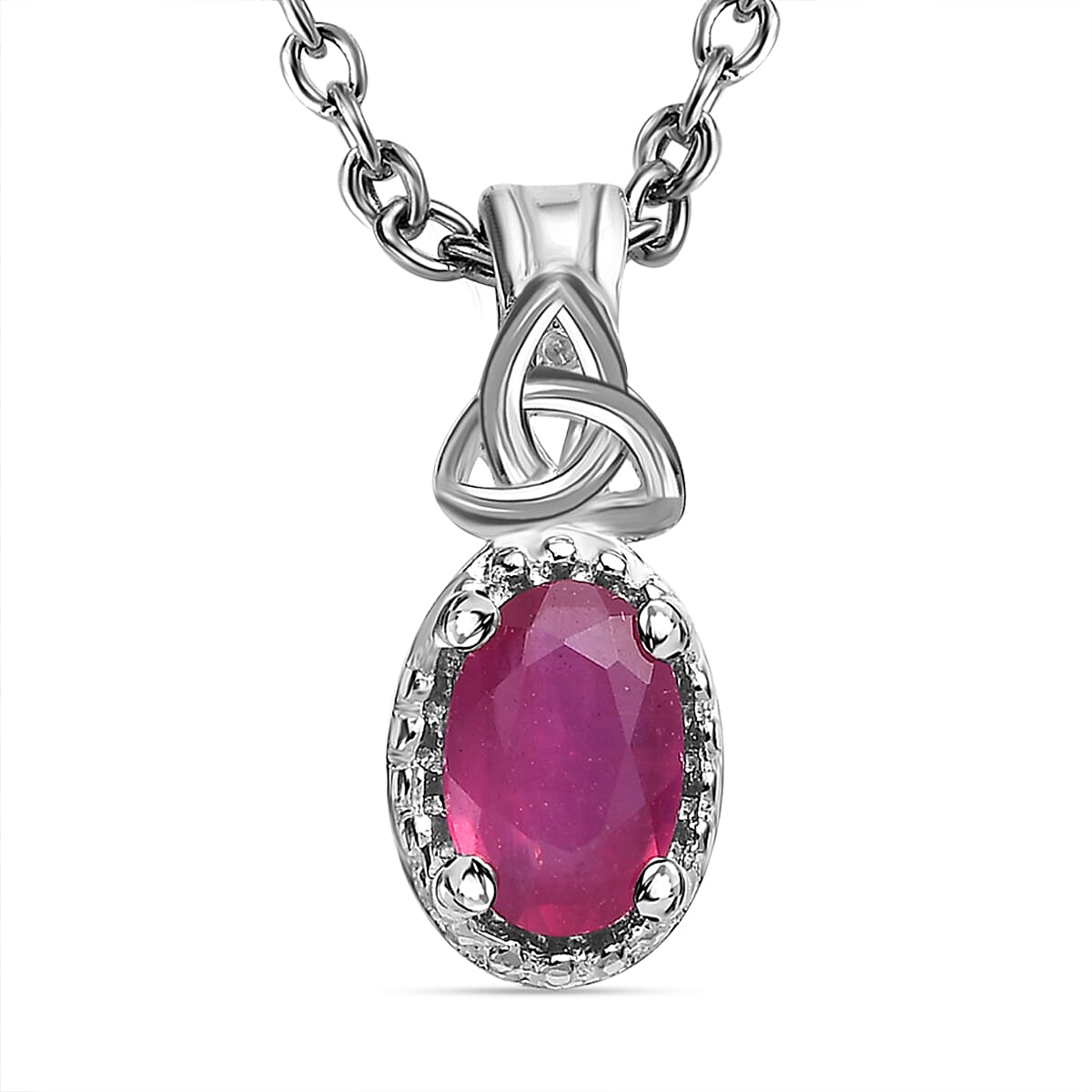 African Ruby Pendant in Sterling Silver with Chain (Size 20) 1.08 Ct. 4166447 0