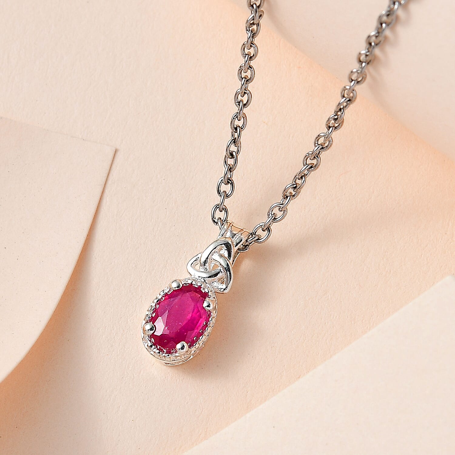 African Ruby Pendant in Sterling Silver with Chain (Size 20) 1.08 Ct. 4166447 2