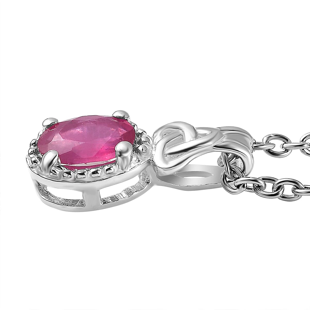 African Ruby Pendant in Sterling Silver with Chain (Size 20) 1.08 Ct. 4166447 3