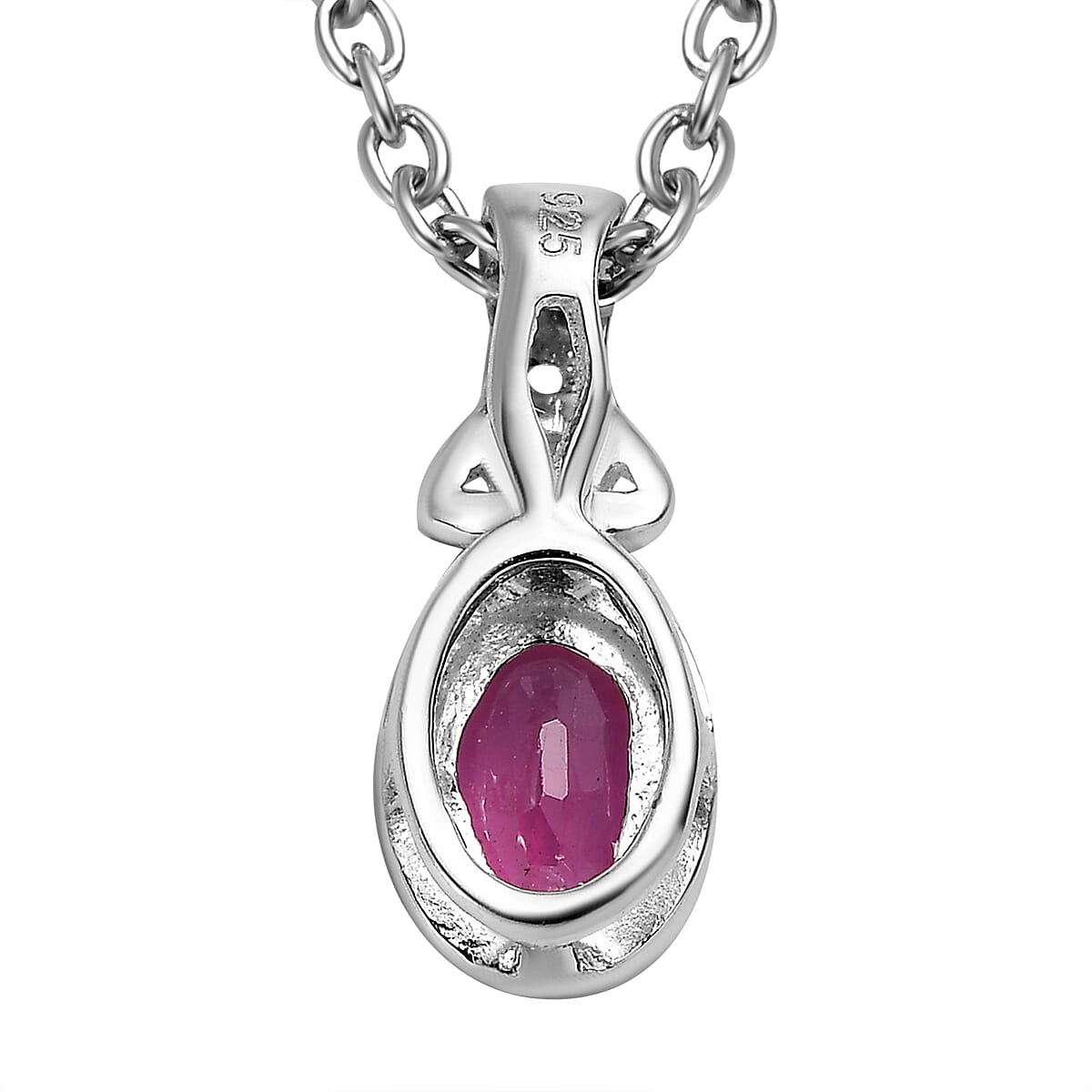 African Ruby Pendant in Sterling Silver with Chain (Size 20) 1.08 Ct. 4166447 4