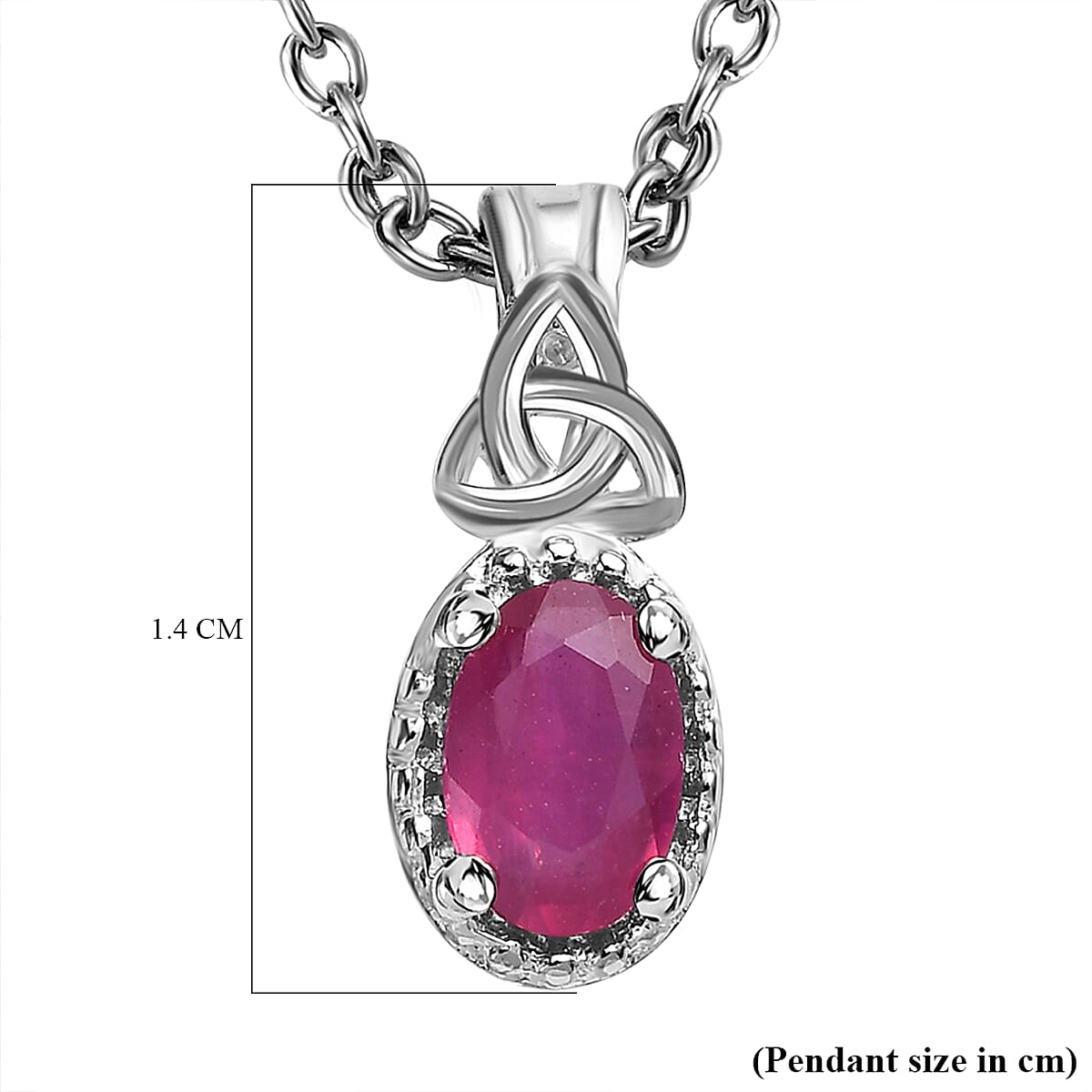 African Ruby Pendant in Sterling Silver with Chain (Size 20) 1.08 Ct. 4166447 5