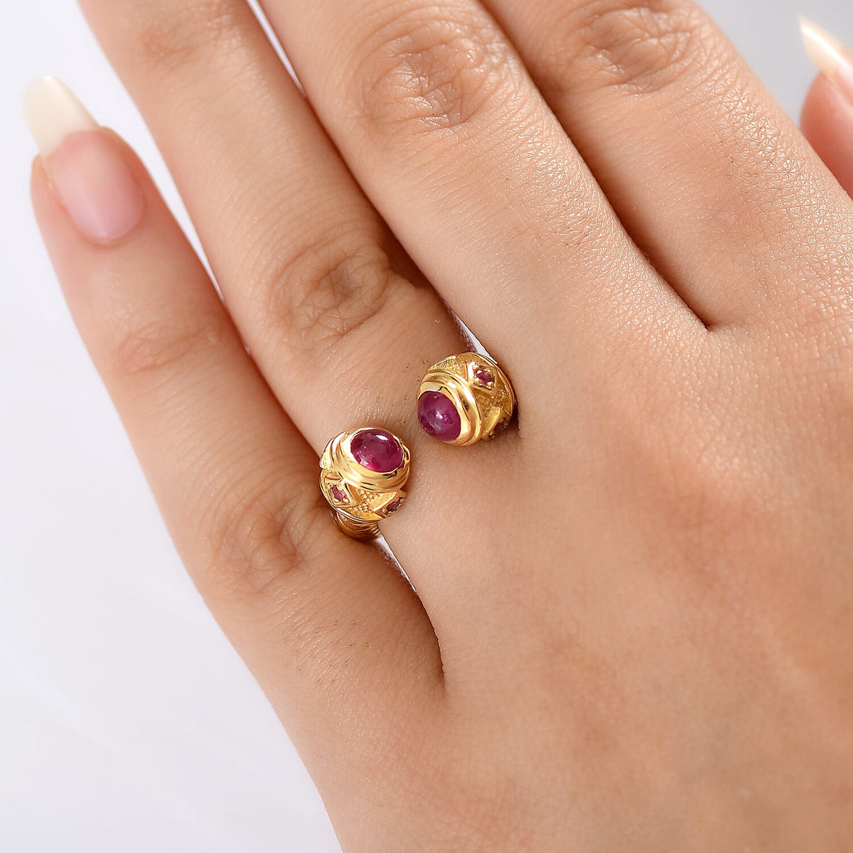 D'joy African Ruby Adjustable Ring in Yellow Gold Plated Sterling Silver 2.016 Ct. 8233118 2