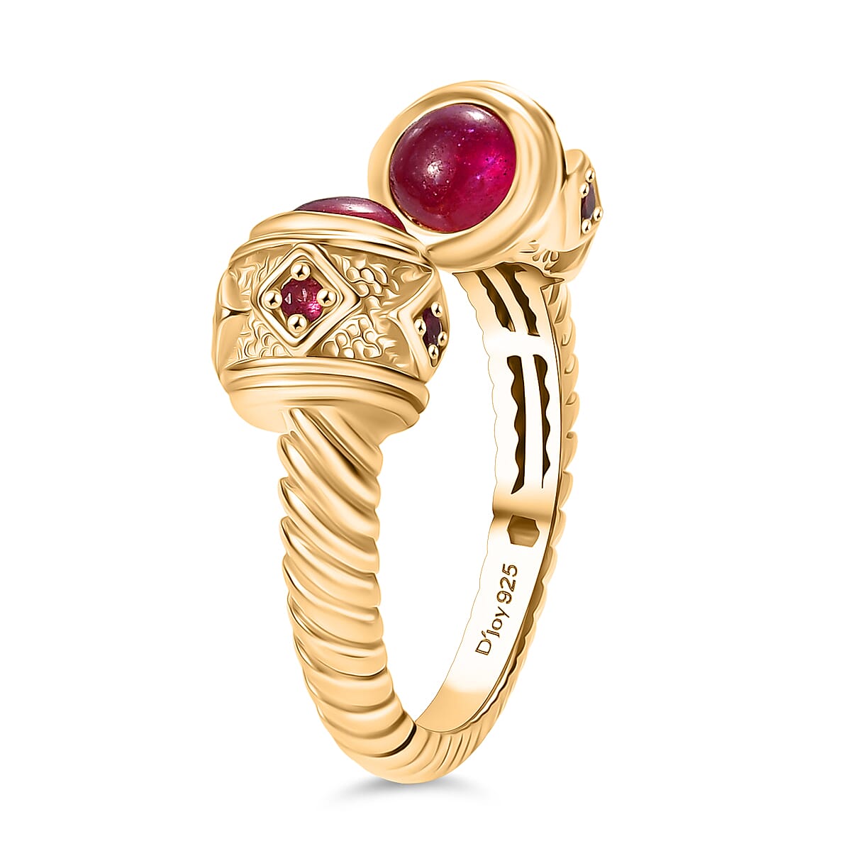 D'joy African Ruby Adjustable Ring in Yellow Gold Plated Sterling Silver 2.016 Ct. 8233118 3