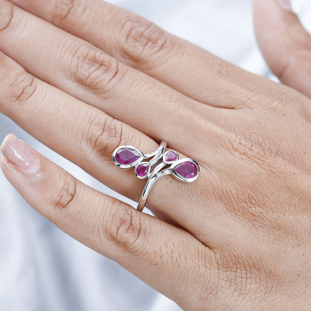 African Ruby  Fancy Ring in Platinum Overlay Sterling Silver 2.02 ct  2.326  Ct.