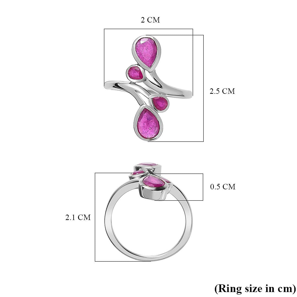 African Ruby  Fancy Ring in Platinum Overlay Sterling Silver 2.02 ct  2.326  Ct. 7623757 5