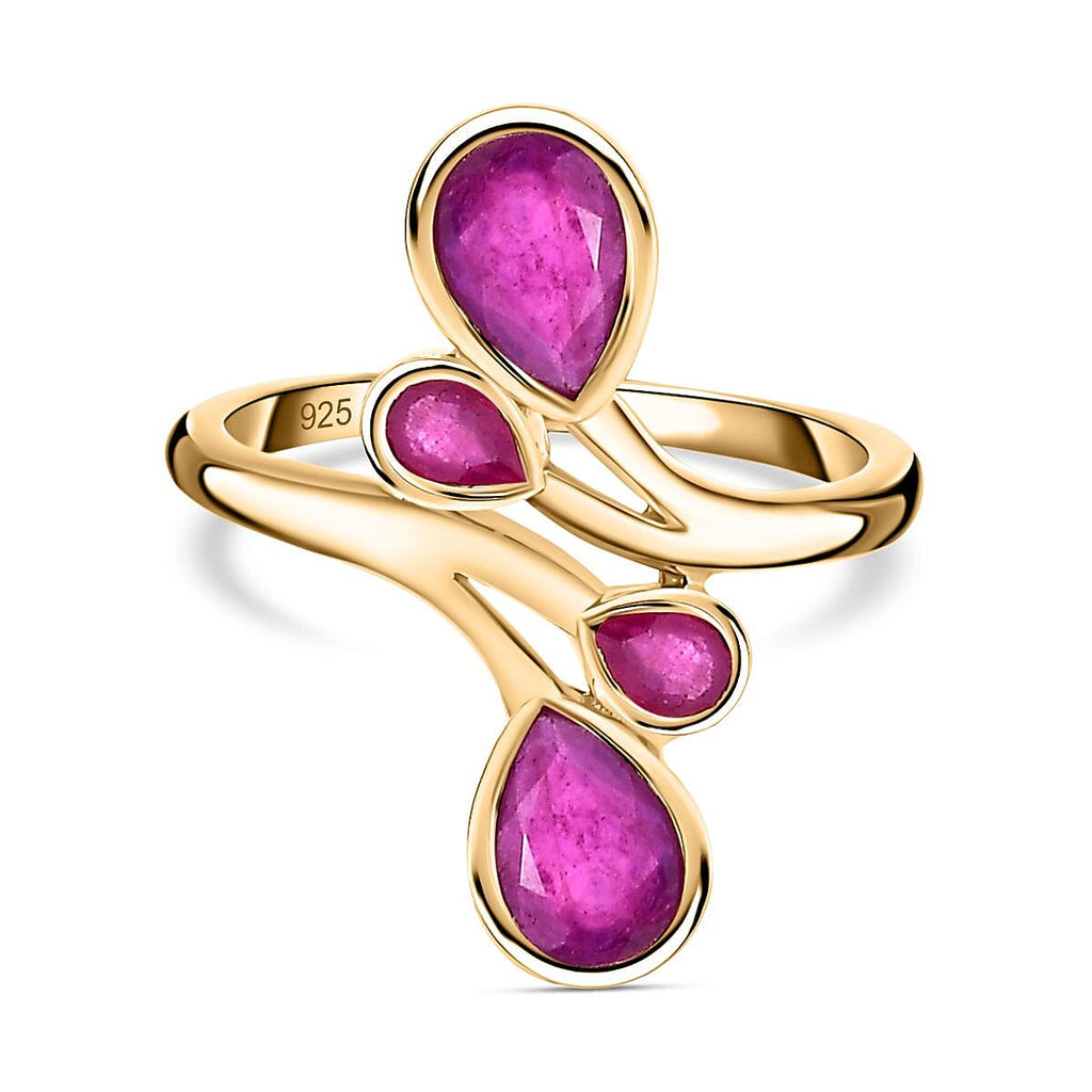 African Ruby Ring in Vermeil YG Plated Sterling Silver 2.33 Ct.
