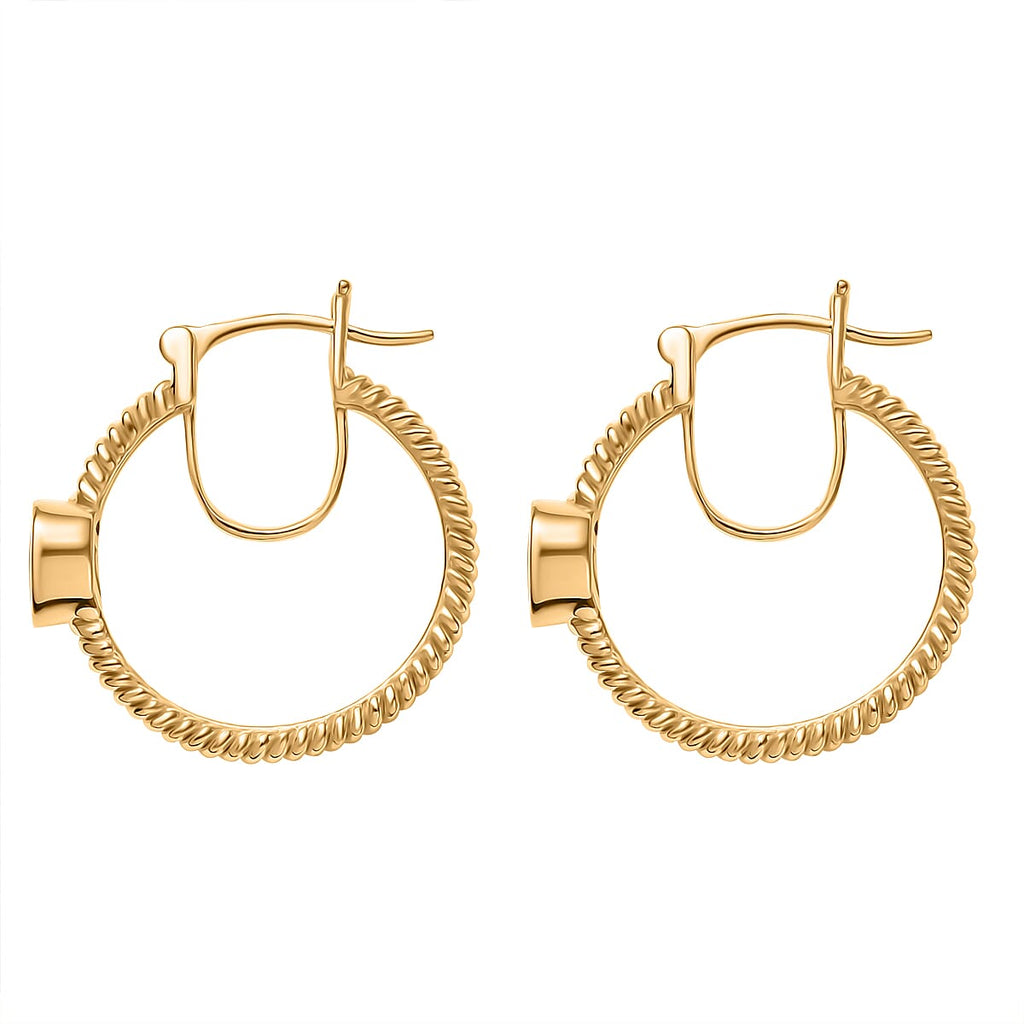African Ruby Full Hoop Earring in 18K Vermeil Yellow & Rose Gold Plated Sterling Silver 1.38 Ct.