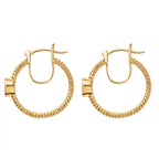 African Ruby Full Hoop Earring in 18K Vermeil Yellow & Rose Gold Plated Sterling Silver 1.38 Ct.