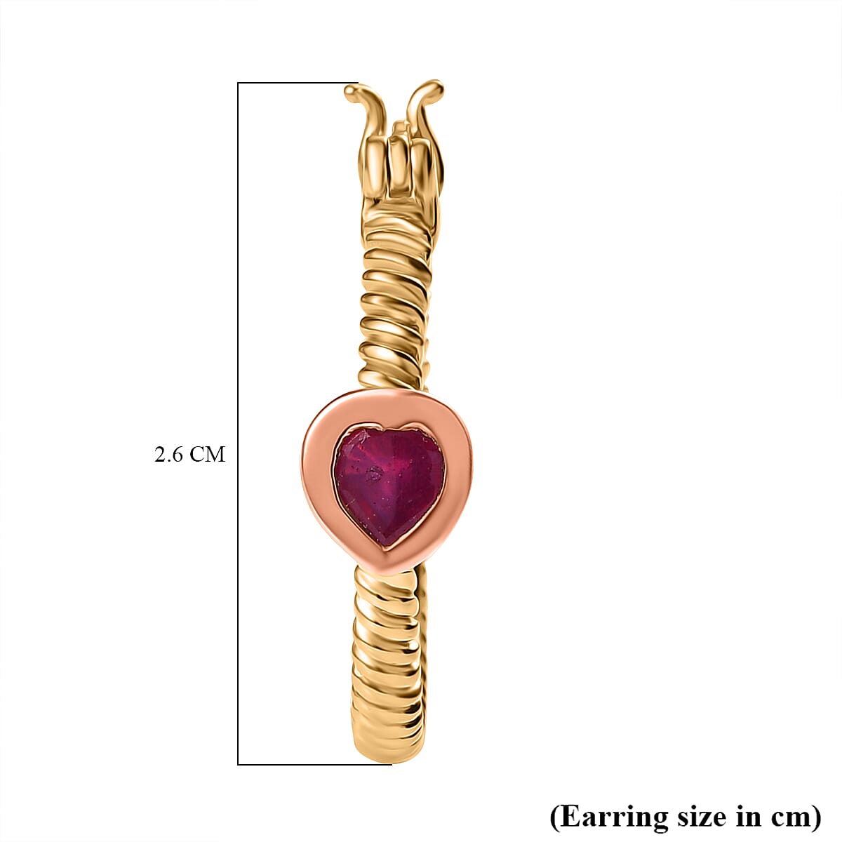 African Ruby Full Hoop Earring in 18K Vermeil Yellow &amp; Rose Gold Plated Sterling Silver 1.38 Ct. 8047697 5