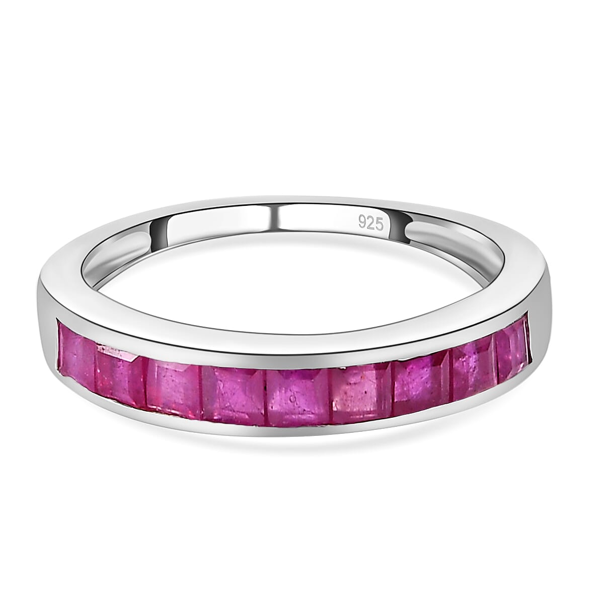 African Ruby Half- Eternity Band Ring in Platinum Overlay Sterling Silver 1.377 Ct. 7159483 0