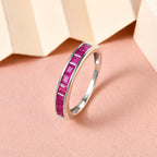 African Ruby Half- Eternity Band Ring in Platinum Overlay Sterling Silver 1.377 Ct.