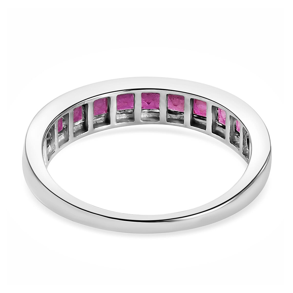 African Ruby Half- Eternity Band Ring in Platinum Overlay Sterling Silver 1.377 Ct. 7159483 9