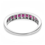 African Ruby Half- Eternity Band Ring in Platinum Overlay Sterling Silver 1.377 Ct.