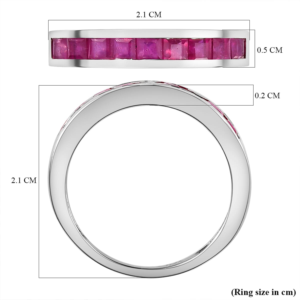 African Ruby Half- Eternity Band Ring in Platinum Overlay Sterling Silver 1.377 Ct. 7159483 11