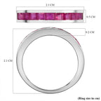 African Ruby Half- Eternity Band Ring in Platinum Overlay Sterling Silver 1.377 Ct.