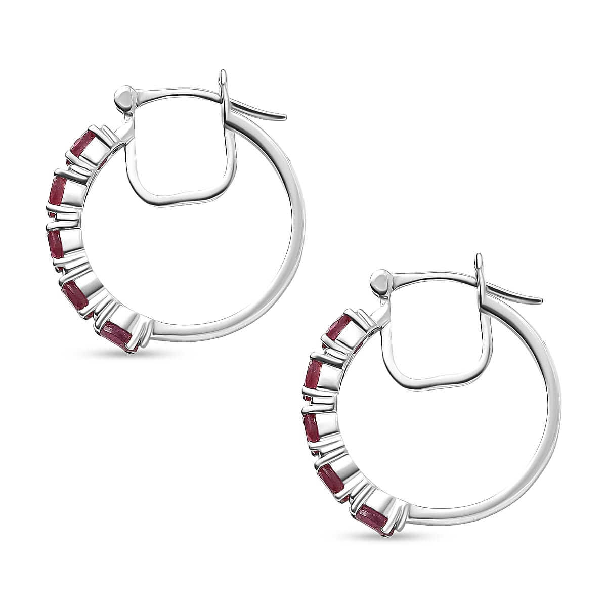 African Ruby Hoop Earring in Platinum Overlay Sterling Silver 2.49 Ct. 8240211 3