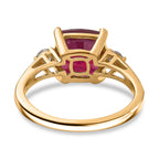 African Ruby & Lab Grown Diamond Solitaire Ring in 18K Vermeil Yellow Gold Plated Sterling Silver 4.96 Ct.