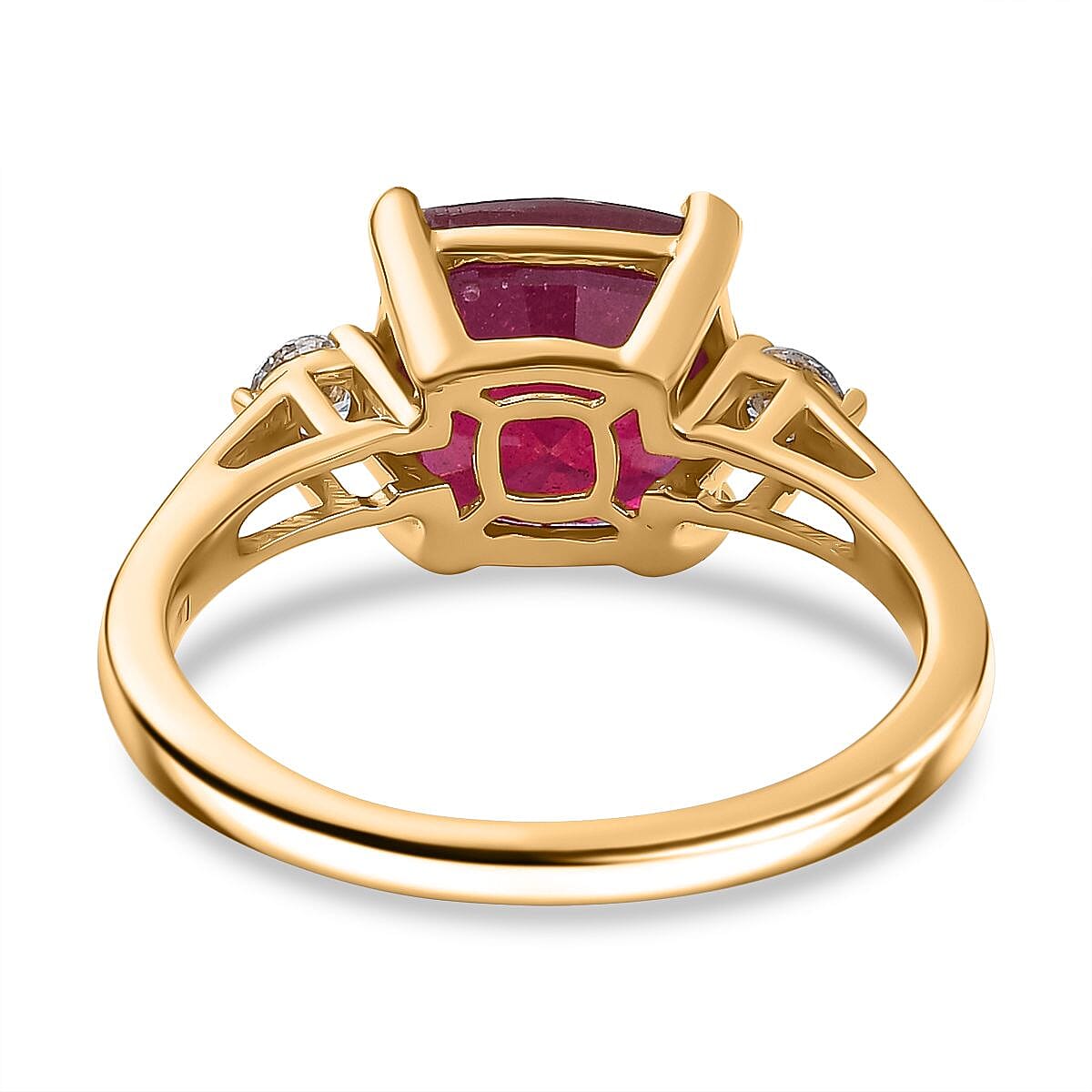 African Ruby &amp; Lab Grown Diamond Solitaire Ring in 18K Vermeil Yellow Gold Plated Sterling Silver 4.96 Ct. 8062221 4