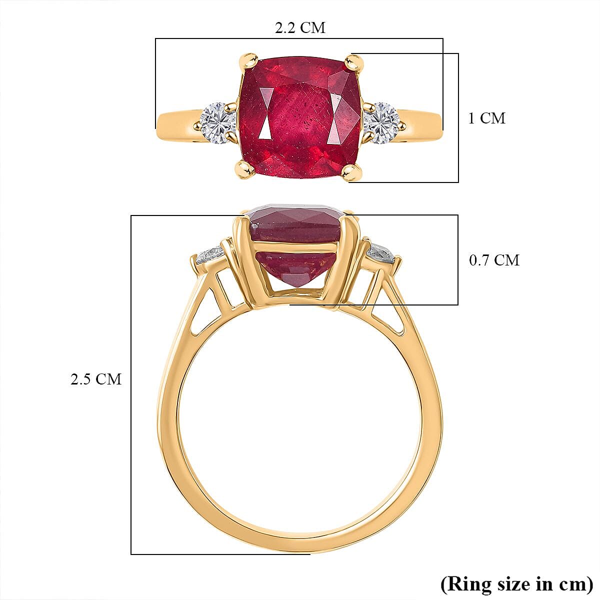African Ruby &amp; Lab Grown Diamond Solitaire Ring in 18K Vermeil Yellow Gold Plated Sterling Silver 4.96 Ct. 8062221 5