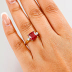 Luxuriant African Ruby & Lab Grown Diamond (SI-GH) Ring in 18K Vermeil Yellow Gold Plated Sterling Silver 6.76 Ct.
