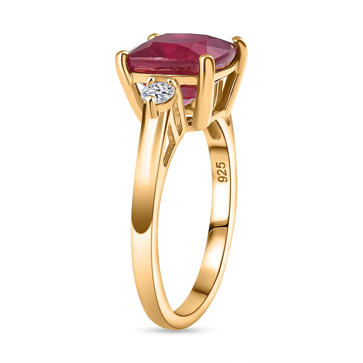 LUXURIANT African Ruby and Lab Grown Diamond Solitaire Ring in 18K Vermeil Yellow Gold Plated Sterling Silver 8069864 7