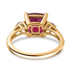 Luxuriant African Ruby & Lab Grown Diamond (SI-GH) Ring in 18K Vermeil Yellow Gold Plated Sterling Silver 6.76 Ct.