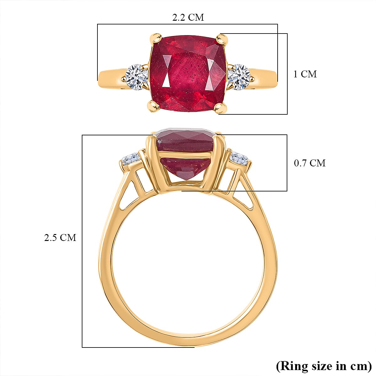 LUXURIANT African Ruby and Lab Grown Diamond Solitaire Ring in 18K Vermeil Yellow Gold Plated Sterling Silver 8069864 11