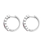 African Ruby ,  Moissanite  Cluster Earring in Platinum Overlay Sterling Silver 3.13 ct,  Silver Wt. 8.5 Gms  3.364  Ct.