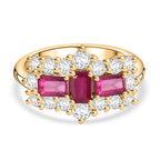 African Ruby & Moissanite Boat Ring in 18K Vermeil Yellow Gold Plated Sterling Silver 1.69 Ct.