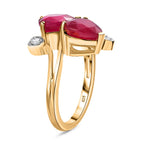African Ruby & Moissanite Ring in 18K Vermeil Yellow Gold Plated Sterling Silver 5.33 Ct.