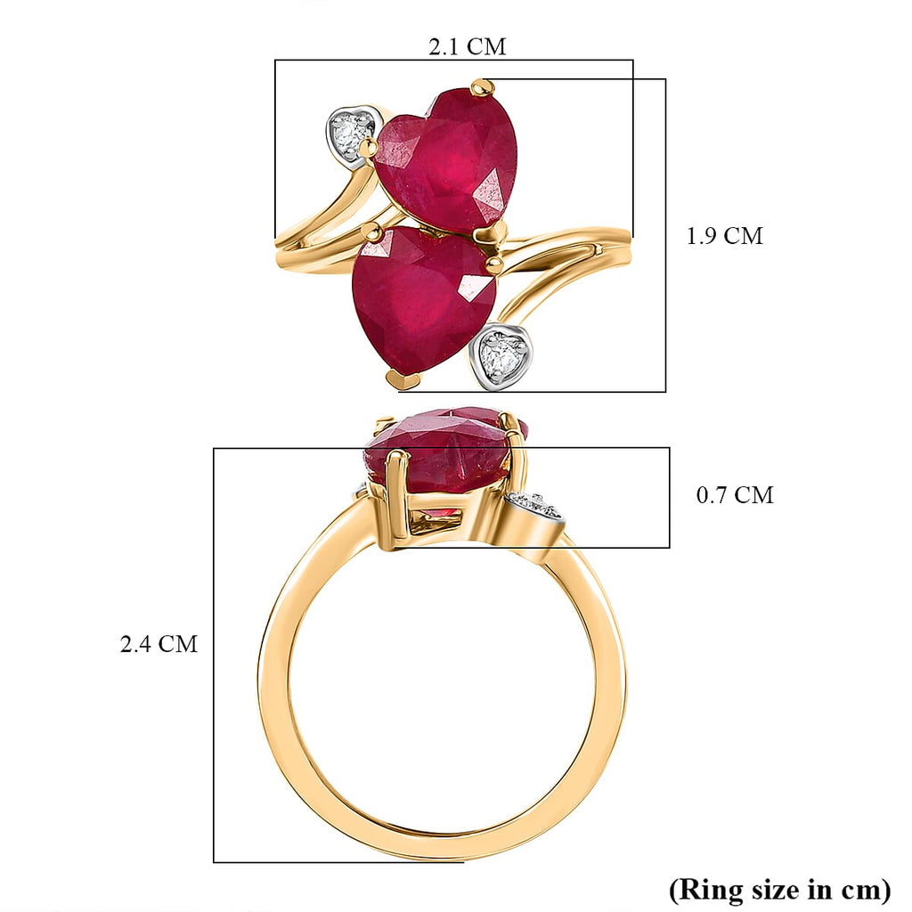 African Ruby & Moissanite Ring in 18K Vermeil Yellow Gold Plated Sterling Silver 5.33 Ct.