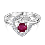 African Ruby & Moissanite Ring in Rhodium Overlay Sterling Silver 0.87 Ct.