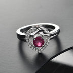 African Ruby & Moissanite Ring in Rhodium Overlay Sterling Silver 0.87 Ct.
