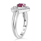 African Ruby & Moissanite Ring in Rhodium Overlay Sterling Silver 0.87 Ct.