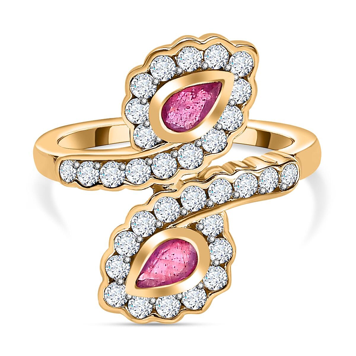 African Ruby , Moissanite Fancy Ring in Vermeil YG Sterling Silver 1.106 Ct 7617698 0