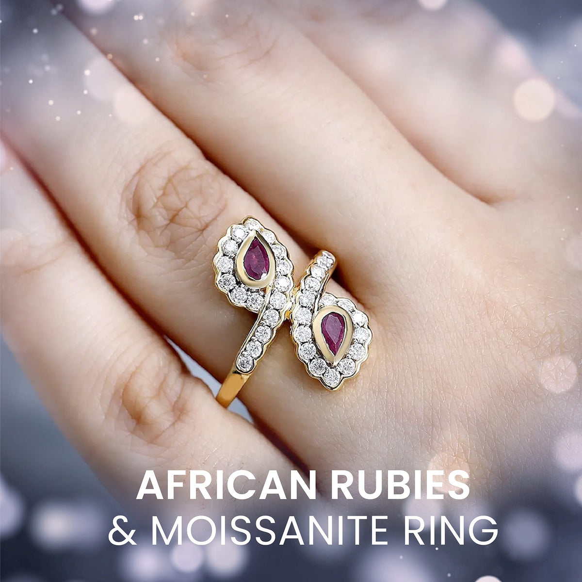 African Ruby , Moissanite Fancy Ring in Vermeil YG Sterling Silver 1.106 Ct 7617698 2