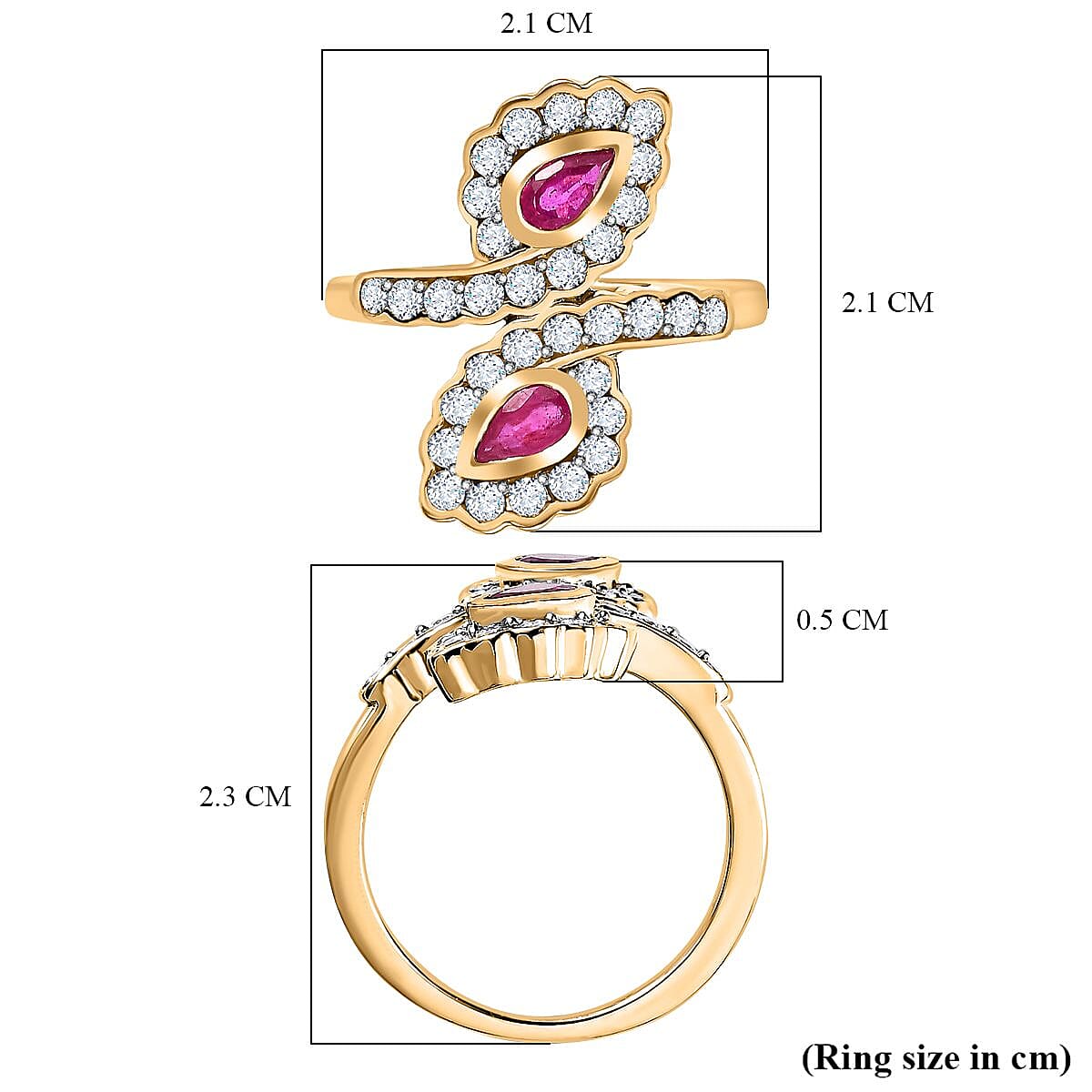African Ruby , Moissanite Fancy Ring in Vermeil YG Sterling Silver 1.106 Ct 7617698 5