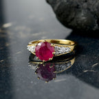 African Ruby & Moissanite Ring in 18K Yellow Gold Plating Sterling Silver 3.30 Ct.