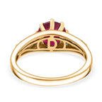 African Ruby & Moissanite Ring in 18K Yellow Gold Plating Sterling Silver 3.30 Ct.