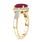 African Ruby & Moissanite Ring in 18K Vermeil Yellow Gold Plated Sterling Silver 3.13 Ct.