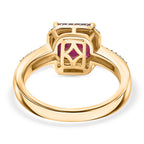 African Ruby & Moissanite Ring in 18K Vermeil Yellow Gold Plated Sterling Silver 3.13 Ct.