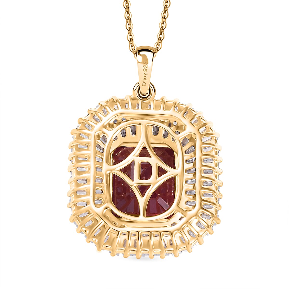 D'Joy African Ruby &amp; Moissanite Pendant with Chain (Size 20) in 18K Vermeil Yellow Gold Plated Sterling Silver 11.99 Ct. 4425063 5