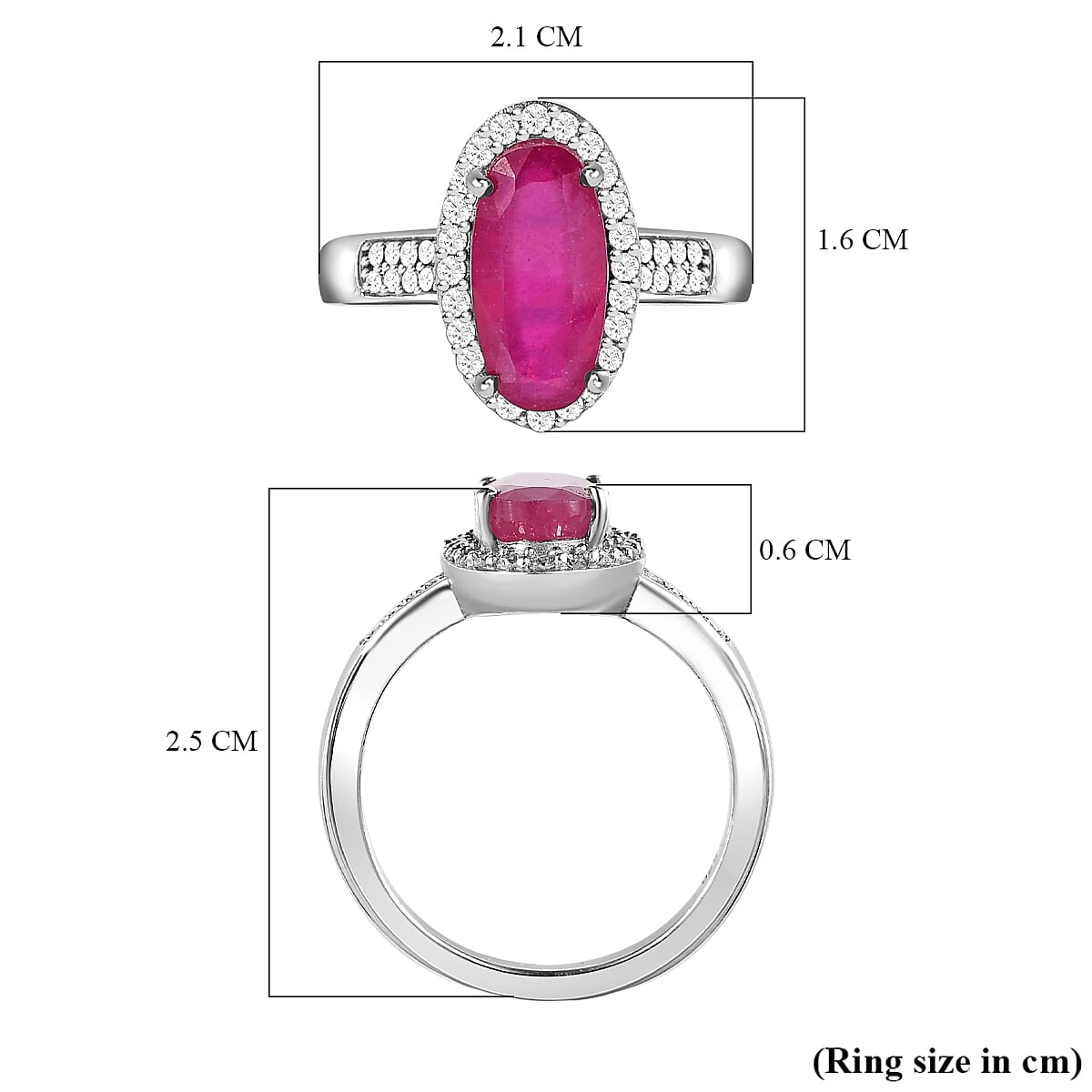 African Ruby &amp; Moissanite Ring in Platinum Overlay Sterling Silver 3.55 Ct. 7159946 5