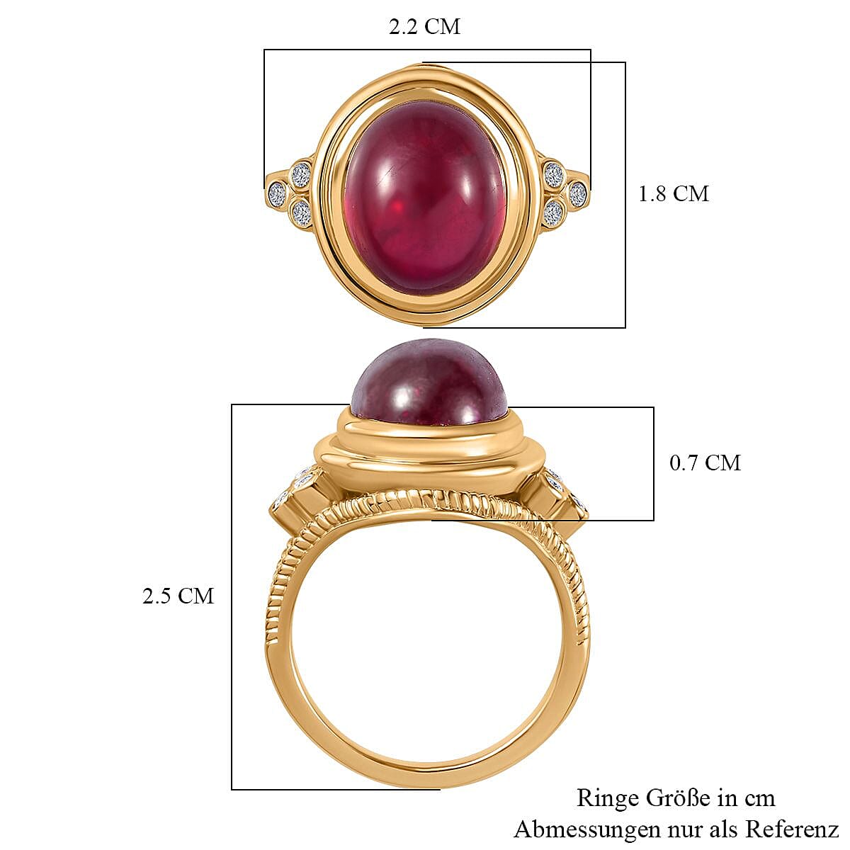 The Majestic African Ruby, Moissanite Solitaire Ring in Vermeil Yellow Gold Plated Sterling Silver 8.20 Ct, 7761373 5