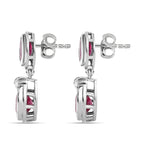 African Ruby & Moissanite Earrings in Platinum Overlay Sterling Silver 5.11 Ct