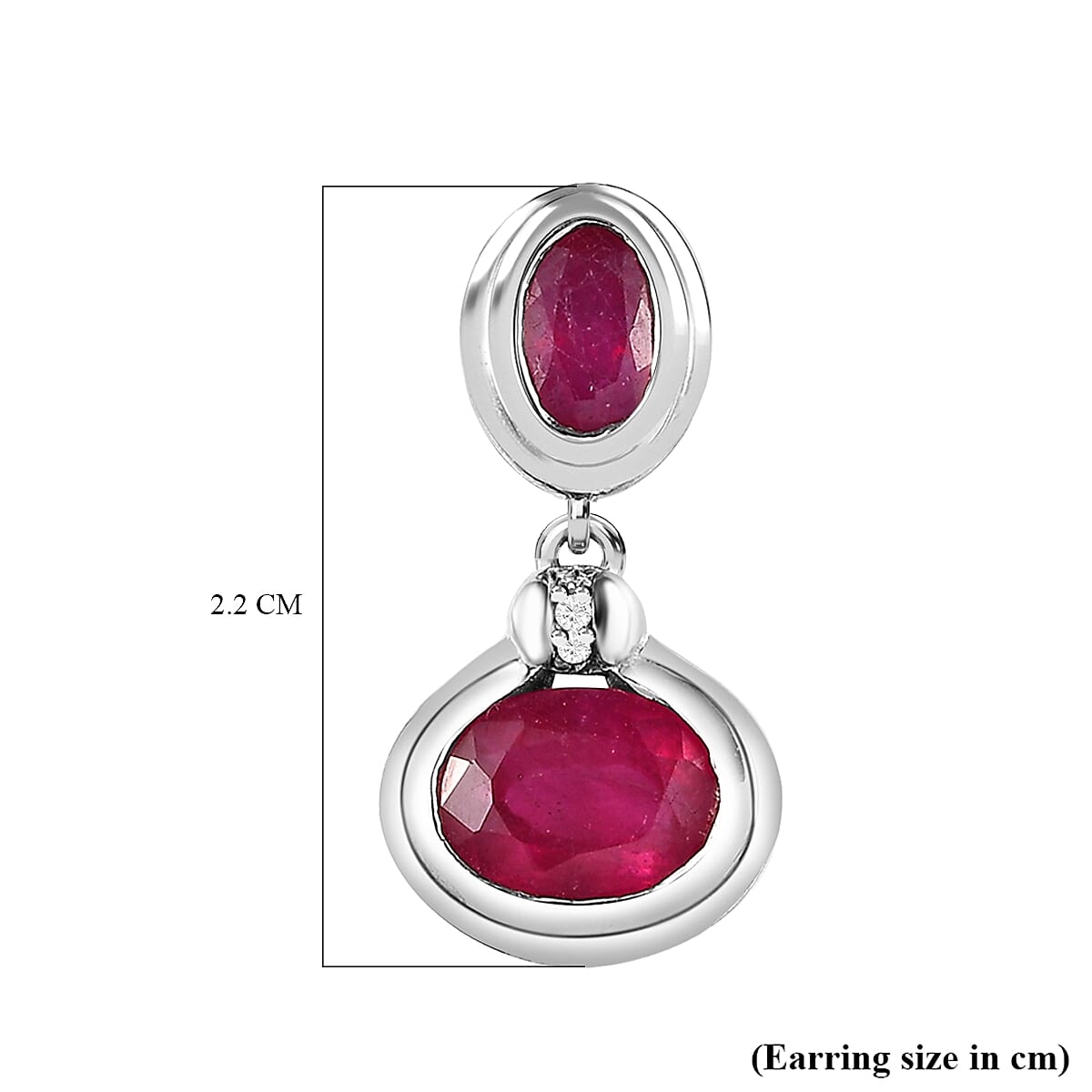 African Ruby, Moissanite Drop Push Post Earrings in Platinum Overlay Sterling Silver 7609315 5