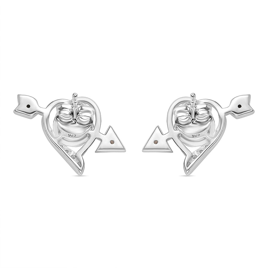 African Ruby & Moissanite Solitaire Stud Push Post Earring in Rhodium Overlay Sterling Silver 1.87 Ct.