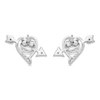 African Ruby & Moissanite Solitaire Stud Push Post Earring in Rhodium Overlay Sterling Silver 1.87 Ct.