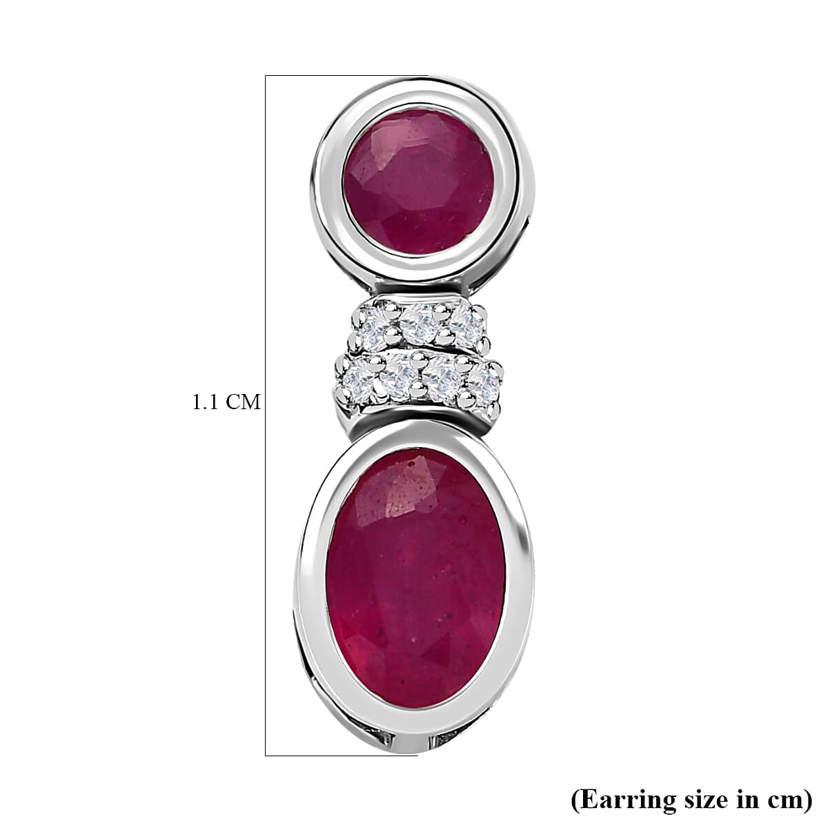 African Ruby &amp; Natural Zircon Dangle Earrings in Platinum Overlay Sterling Silver 1.95 Ct. 7544442 5